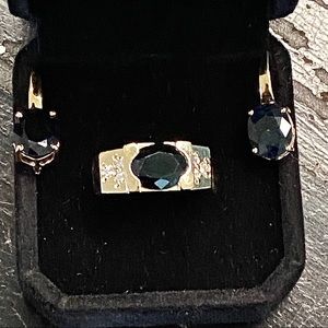 “Midnight Blue Sapphire & Diamond 14K Gold Ring”